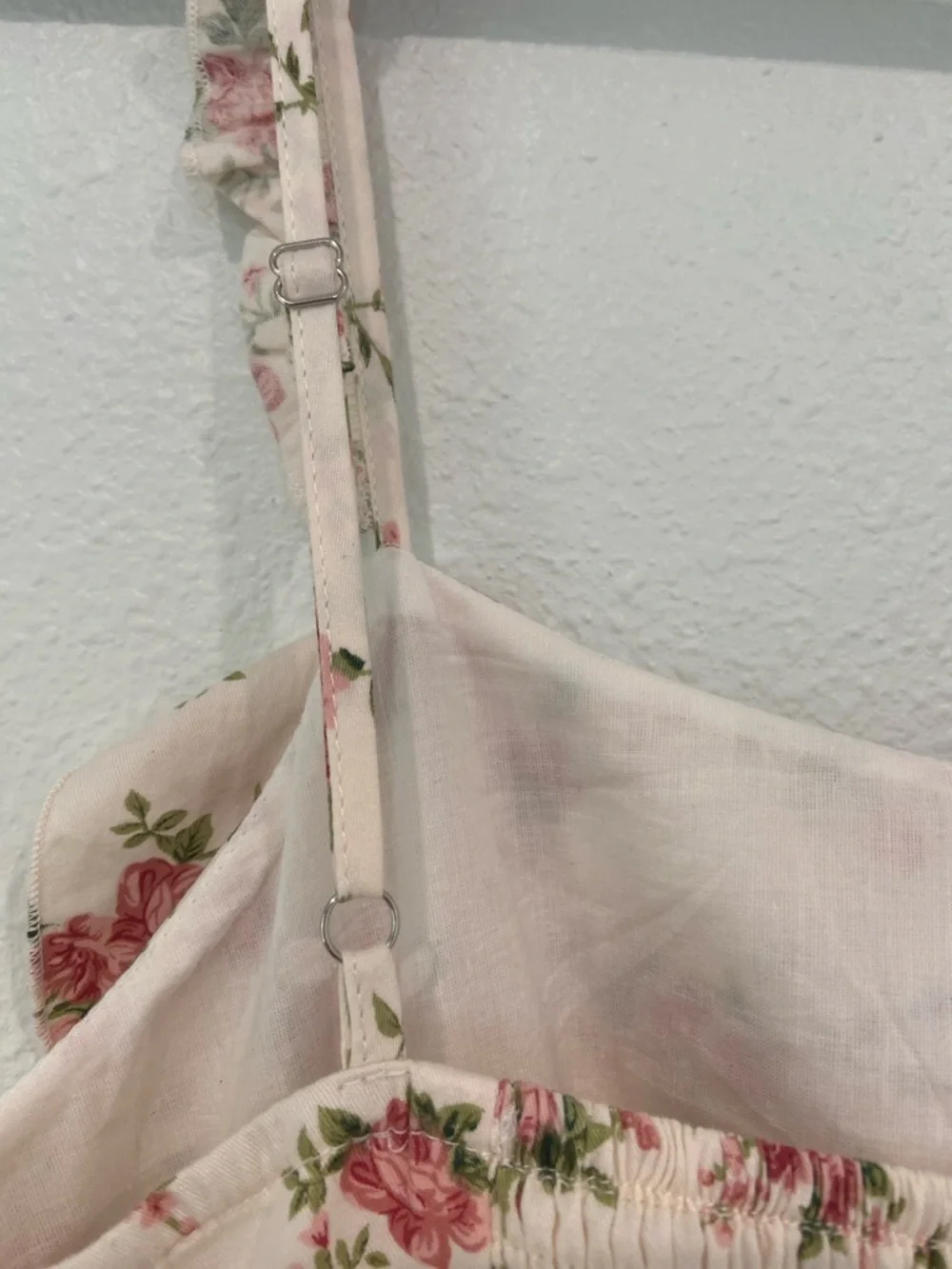 Belle Poque Floral Ruffle Sundress - Cream with Pink Roses. XL